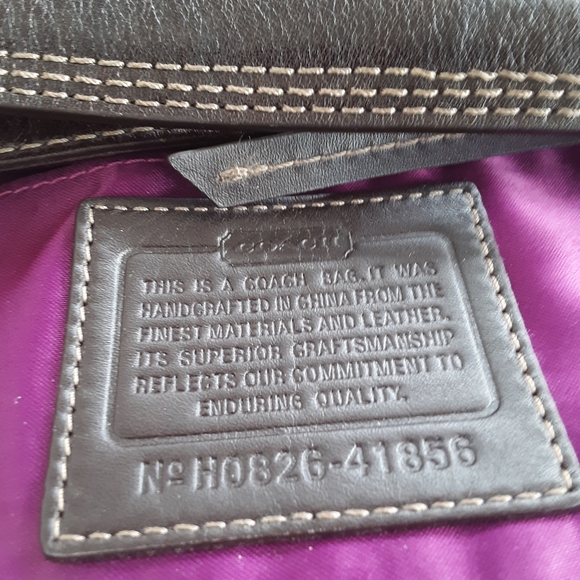 Coach Brown Signature Stripe Canvas Small Shoulder Bag Purse Leather Trim - Picture 12 of 12